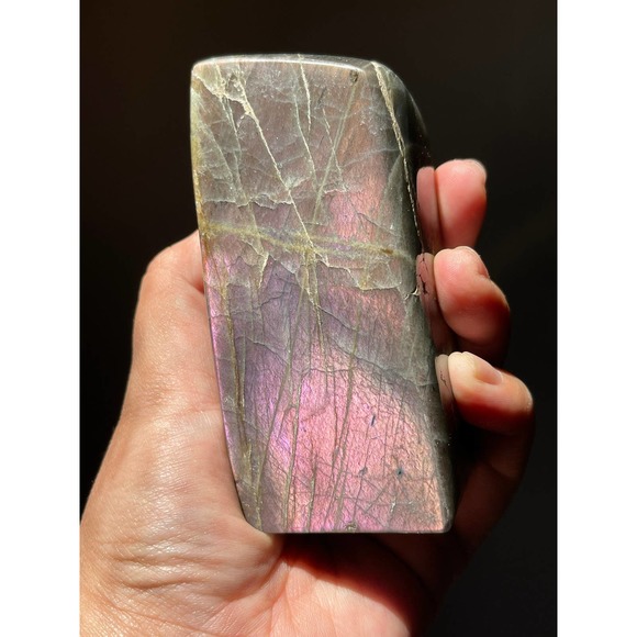 Purple Pink Sunset Labradorite Freeform | Double Sided Flashy Labradorite - Picture 9 of 9